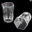 Lot de 6 verres à boire - bord bleu - Esagonal - Verre de Murano authentique