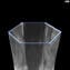 Lot de 6 verres à boire - bord bleu - Esagonal - Verre de Murano authentique