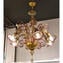 Venetian Chandelier Pastorale downwards - Amber and red rim - Original Murano Glass